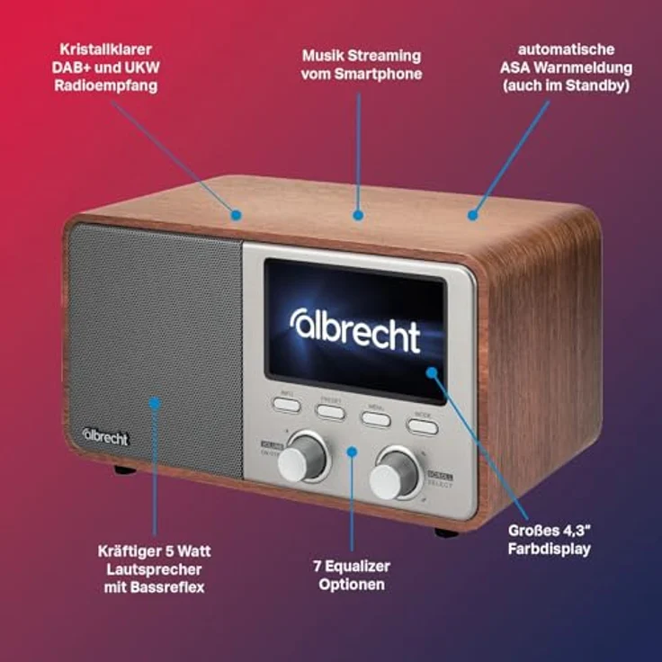 Albrecht DR 760 DAB+/UKW Radio mit ASA, digitalem Empfang, Fernbedienung und Weckfunktionen – Bild 2