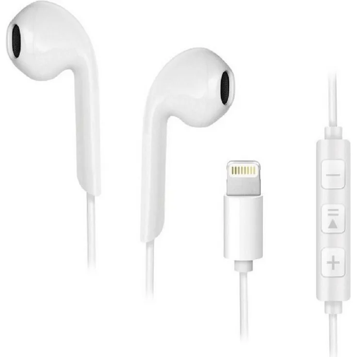 Forcell Stereo In-Ear-Kopfhörer für Apple iPhone 8-pin, Weiß, mit Fernbedienung und Mikrofon