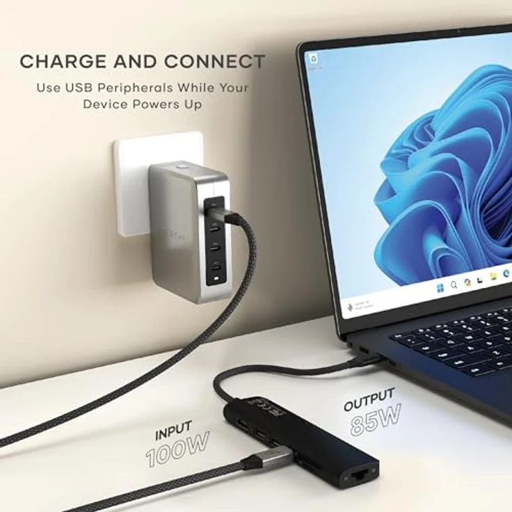 SATECHI 7-in-1 USB-C Hub Slim Plus, Multiport-Adapter, Dockingstation mit 4K HDMI, 100W Power Delivery, 2X USB-A, Ethernet, SD/MicroSD – Schwarz – Bild 3