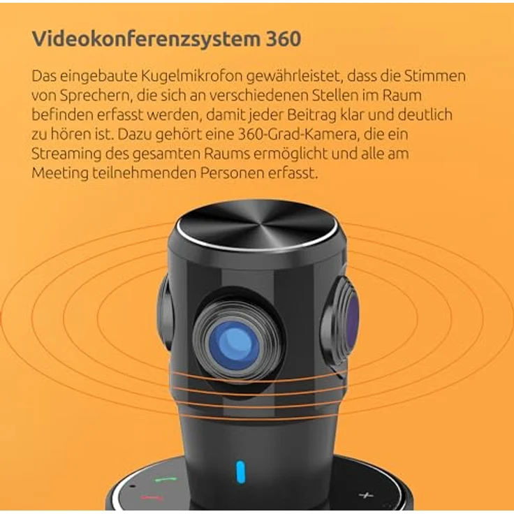 TOUCAN Video Conference System 360, Professionelle Plug-und-Play-USB-Webcam mit 360°-Kamera, omnidirektionalem Mikrofon, KI-Sprachverfolgung und klarem Audio-Lautsprecher für Videoanrufe zu Hause – Bild 5