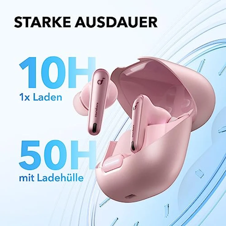 soundcore by Anker Liberty 4 NC Kabellose Earbuds mit Geräuschunterdrückung, 98,5% Noise Cancelling, Adaptive Geräuschunterdrückung für Ohren und Umgebung, Hi-Res Sound, 50H Wiedergabe (Rosa) – Bild 5