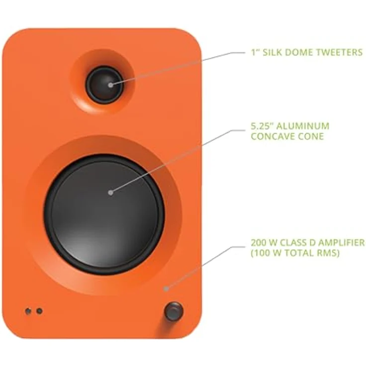 Kanto Ren 200W Powered Speaker System with HDMI ARC Input for TV & Home Theater | USB-C and Bluetooth 5.3 | High/Low Pass Filter | Pair | Matte Orange – Bild 2