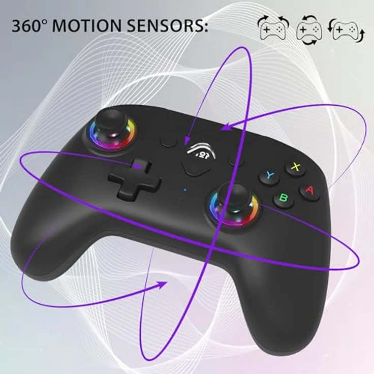 SUBSONIC Wireless Controller für Switch und Switch Oled - Bluetooth drahtloser Controller mit LED, Vibration und 6-Achsen-Gyro - Schwarz – Bild 3