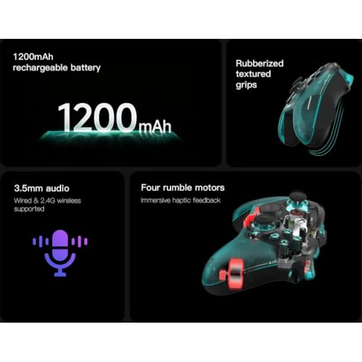 GameSir G7 Pro Aimlabs Controller mit Ladestation, 1000Hz, TMR Joysticks, verstellbare Trigger & 4 programmierbare Tasten, Cyan Design für Xbox Series X|S, Xbox One, Windows 10/11 & Android – Bild 4