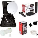 Opticum Camping/Balkon SAT-Anlage mit Koffer + 12V HDTV Receiver, lichtgrau, EasyFind LNB, 35cm Antenne