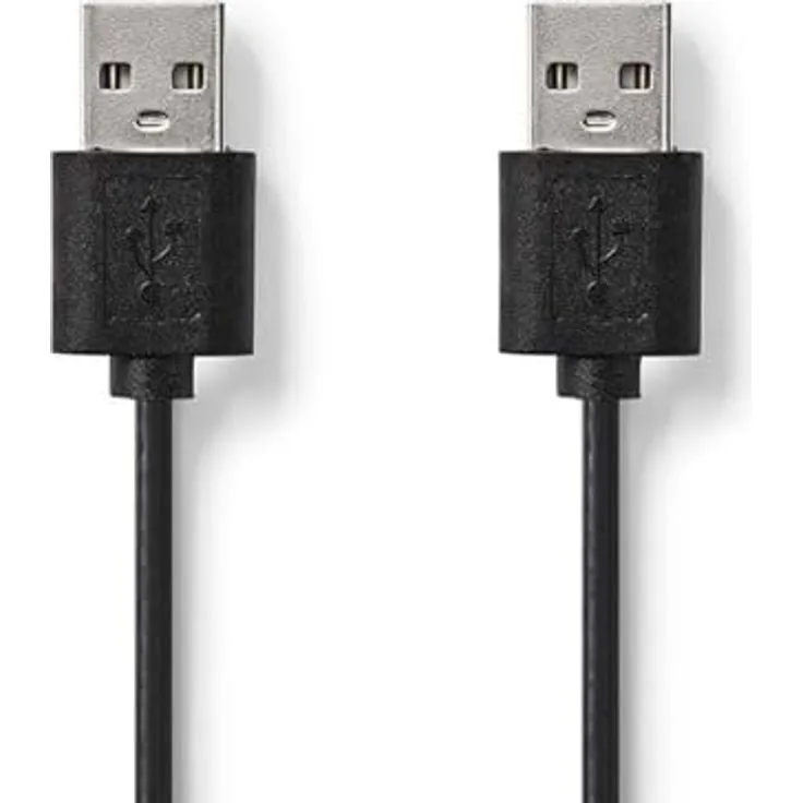 NEDIS USB-Kabel | USB 2.0 | USB-A Stecker | USB-A Stecker | 480 Mbps | Vernickelt | 2.00 m | rund | PVC | Schwarz | Aufhänger
