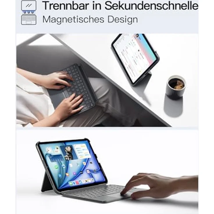 Inateck iPad Tastatur für 11'' iPad Air 6 Gen 2024, iPad 10, iPad Air 5/4 Gen, 11'' iPad Pro (Ultraleicht, Abnehmbar, Touchpad, Tragbar) – Bild 5