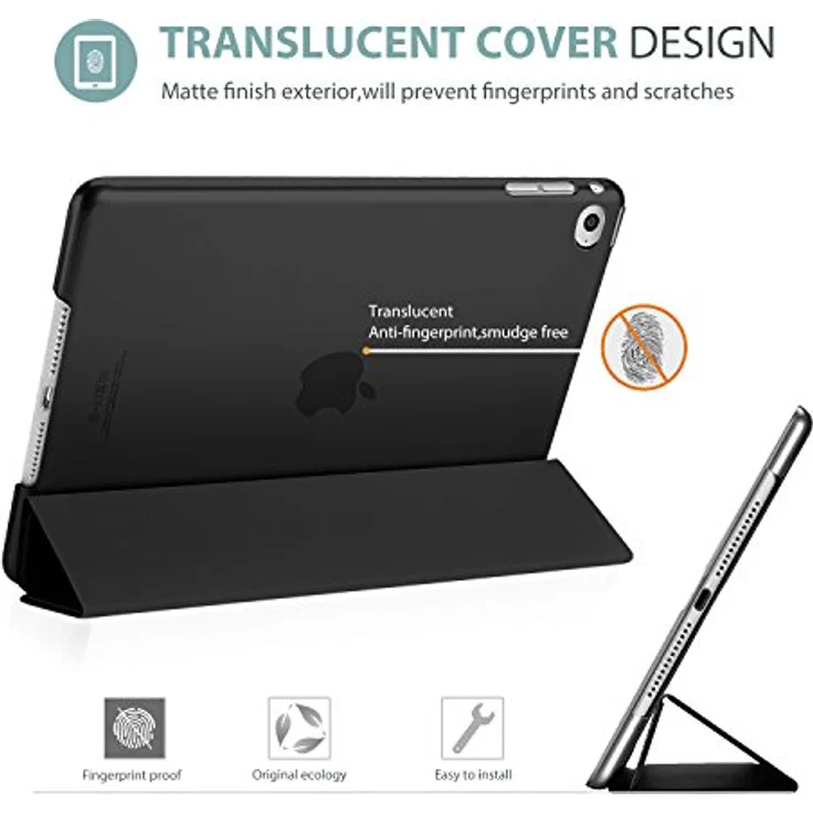 ProCase Hülle für iPad Air 2 (2014 Release), Leichte Stand Schutzhülle mit Translucent Frosted Rückseite, Automatischem Schlaf/Aufwach, Schwarz – Bild 3
