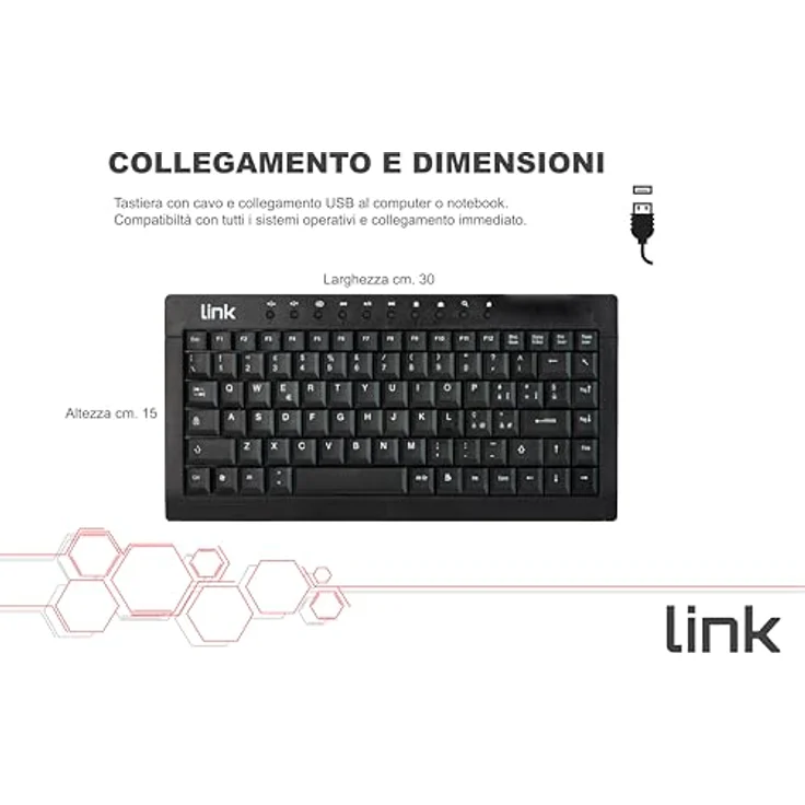 Link LKTAST04 Mini-Tastatur, Multimedia USB [italienisches Layout] – Bild 7