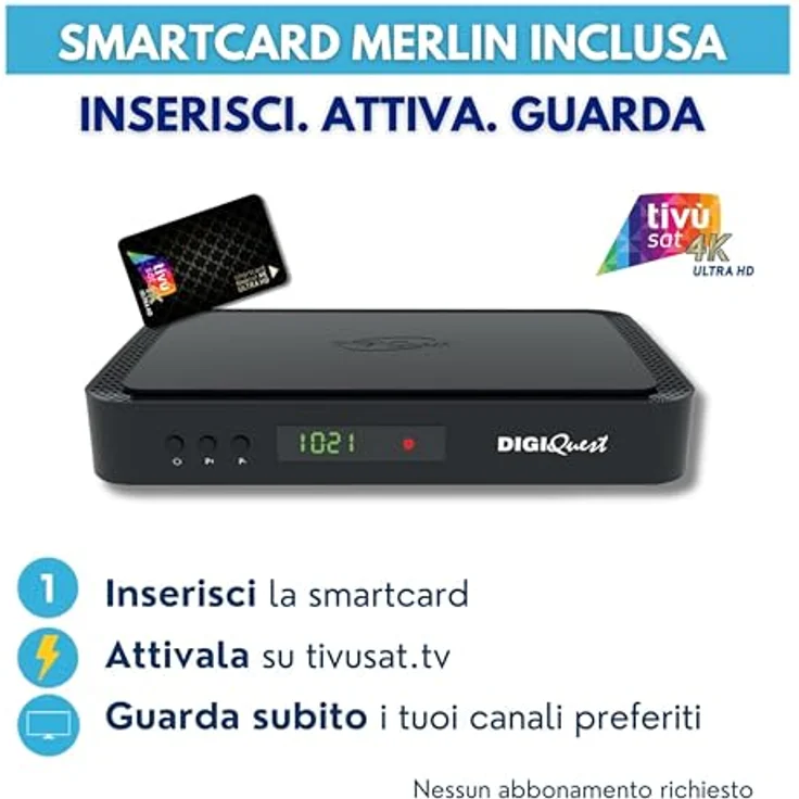 DIGIQUEST Tivùsat Combo 4K Q99, HEVC Main 10 HbbTV Satelliten-Receiver mit Dual-Tuner, aktiver Aufnahmefunktion, Mediaplayer und tivùsat Smartcard, inkl. 2-in-1 Fernbedienung – Bild 5