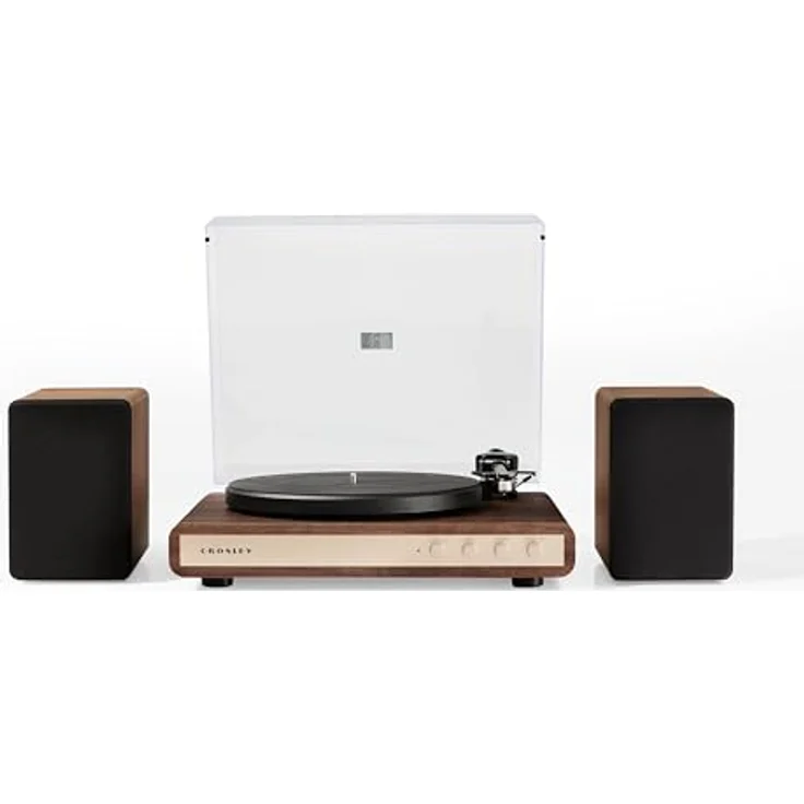 Crosley C65A-WAGL Plattenspieler mit 2 Geschwindigkeiten, 50W Lautsprechern, Moving Magnet Tonabnehmer und Bluetooth, Walnuss – Bild 1