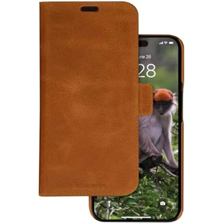 dbramante1928 Lynge Folio für Apple iPhone 15, handgefertigte Ledertasche, braun, versandkostenfrei
