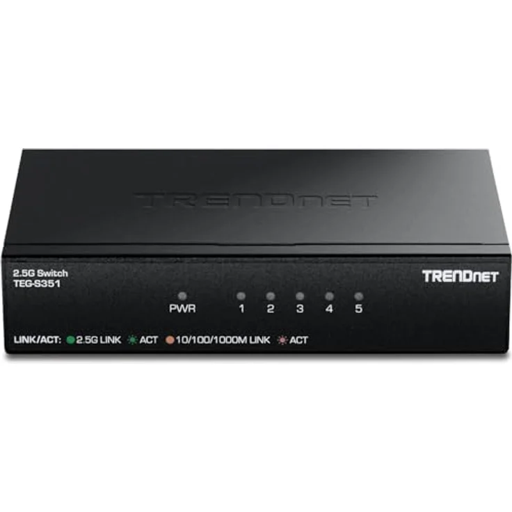 Trendnet TEG-S351 5-Port 2.5G Switch Netzwerk-Switch mit 25 Gbit/s Switching-Kapazität, lüfterlosem Design und wandmontierbarer Installation – Bild 1