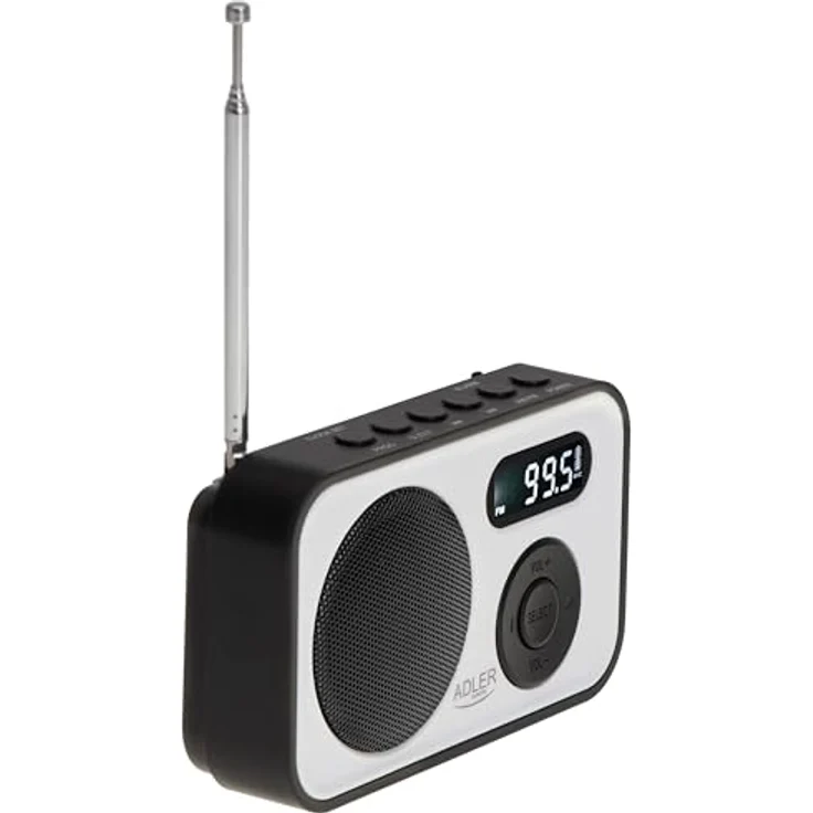Adler AD 1906 PLL AM/FM Digitalradio, modernes Kofferradio mit USB-C, 20 Speicherplätzen, Alarmfunktion, weiß schwarz – Bild 2