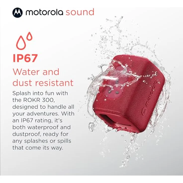 Motorola Sound ROKR 300, tragbarer Bluetooth 5.3-Lautsprecher, 7 W, IP67 wasser- und staubbeständig, 12 Stunden Akkulaufzeit, Rot – Bild 5