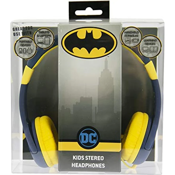 OTL Technologies JUNIOR Kinder Kopfhörer Batman Caped Crusader (gepolsterte Bügel, Lautstärkenbegrenzung auf 85 dB, buntes DC Design, für Jungen und Mädchen) Blau-Gelb - Preisvergleich – Bild 5