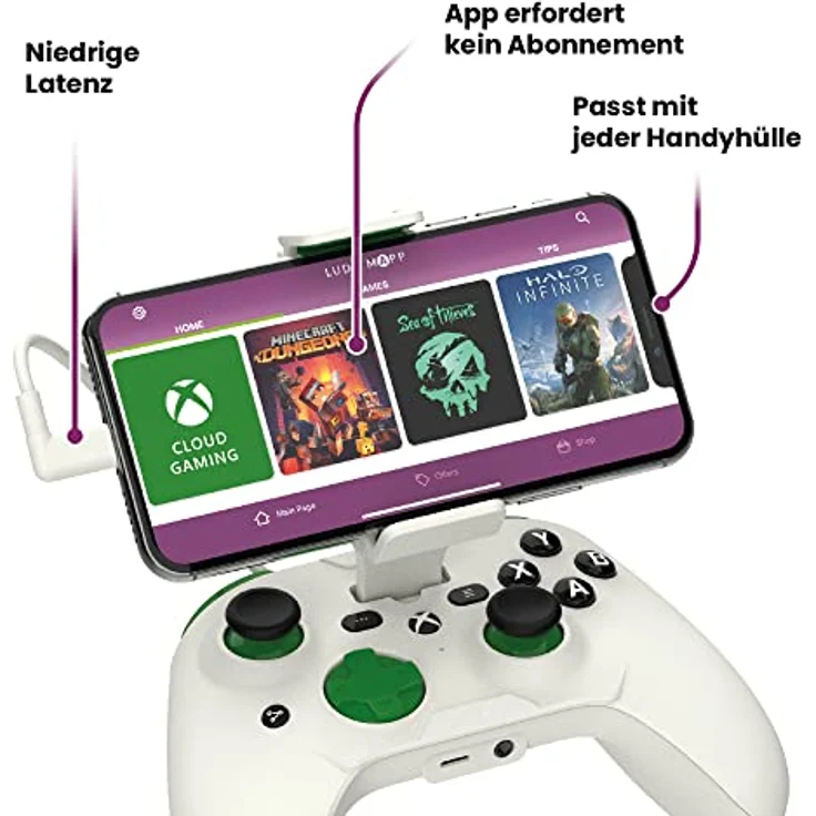 Rotor Riot RiotPWR ESL Pro, Gaming Controller für iOS mit Kopfhöreranschluss, weiss – Bild 4