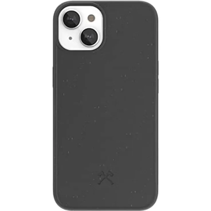 Woodcessories - nachhaltige Handyhülle kompatibel mit iPhone 14, iPhone 13 Hülle schwarz - biologisch abbaubar aus Pflanzenmaterial - kein Plastik