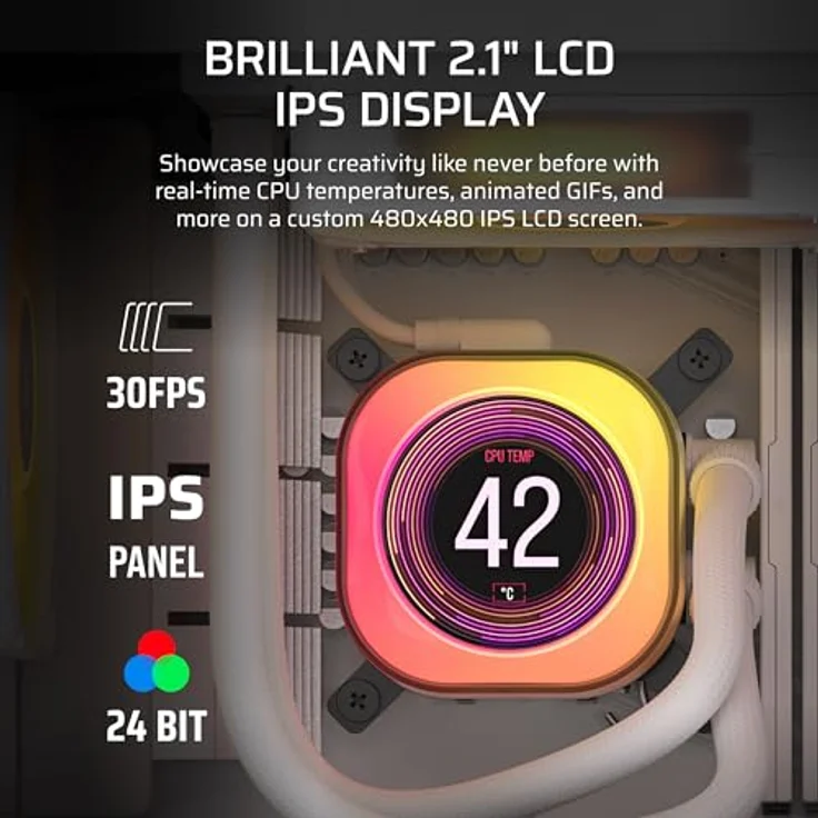 Corsair iCUE LINK Titan 240 RX LCD CPU-Flüssigkeitskühler – 240mm AIO – RGB-Lüfter – iCUE LINK-System-Hub – Weiß – Bild 4