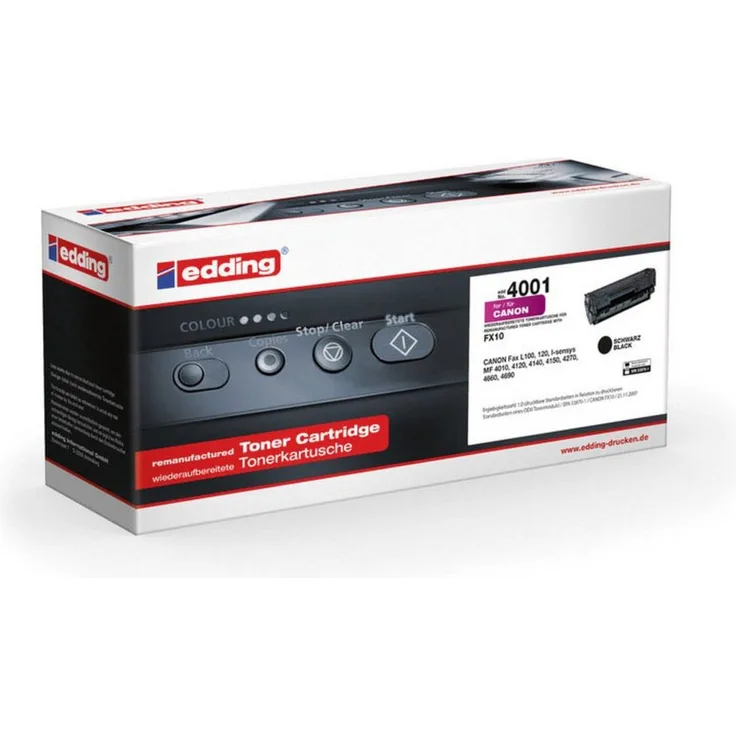 Edding Tonerpatrone EDD-4001, Kompatibel für Canon FX10, Schwarz, 2000 Seiten Reichweite