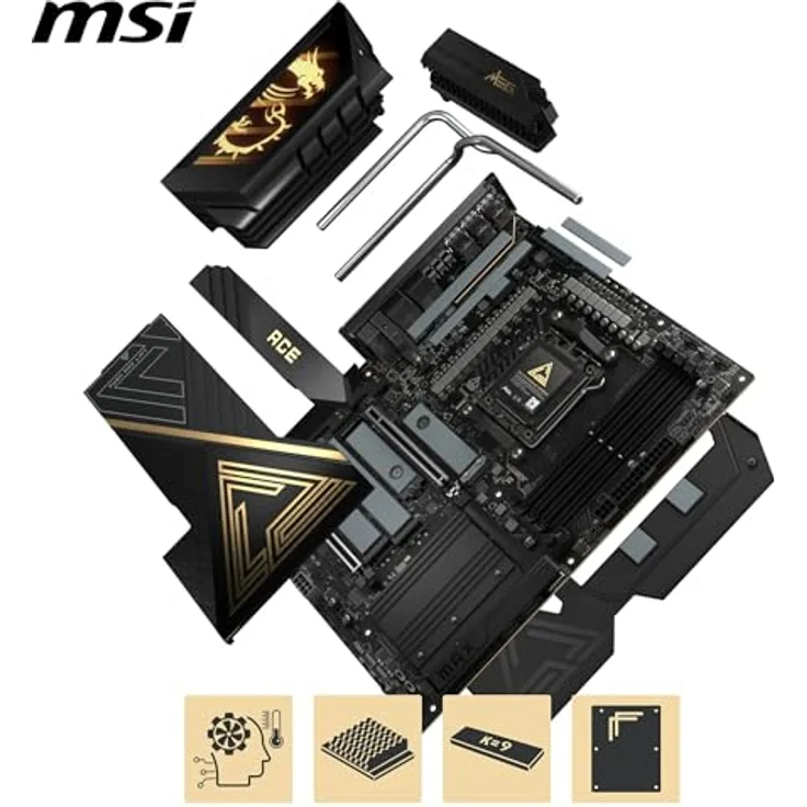MSI MEG X870E ACE MAX Mainboard, ATX - Unterstützt AMD Ryzen 9000/8000/7000, 110A SPS VRM, DDR5 bis 9000+ MT/s OC, 5x M.2, PCIe 5.0, USB4, Wi-Fi 7 – Bild 4