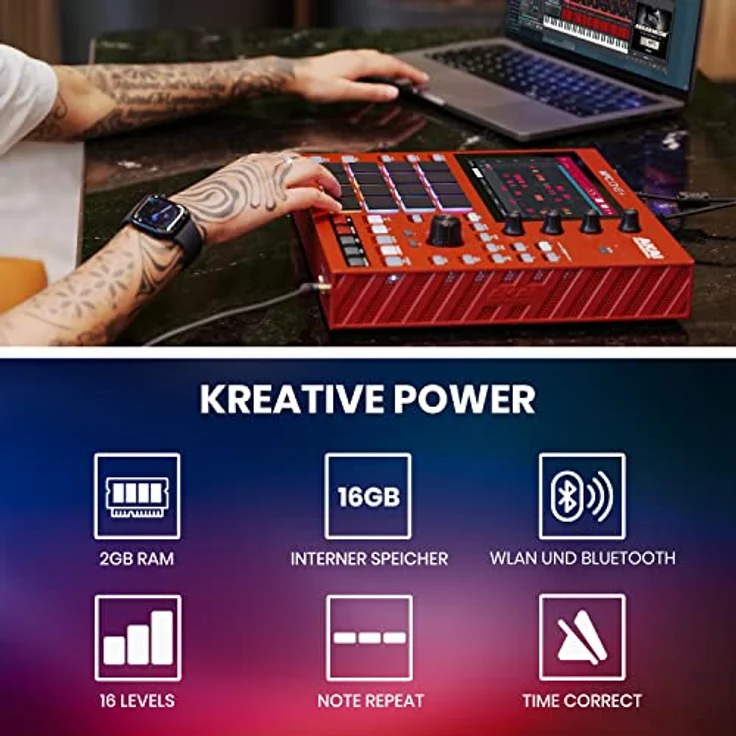 AKAI Professional MPC One+ Standalone Drum Machine, Beat Maker und MIDI Controller mit WLAN, Bluetooth, Drum Pads, Synth Plugins und Touchscreen – Bild 4