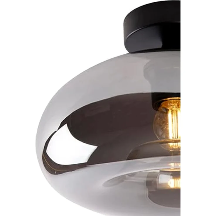 Qazqa - Art Deco Deckenleuchte Busa in Schwarz mit Rauchglas - LED geeignet E27 – Bild 3