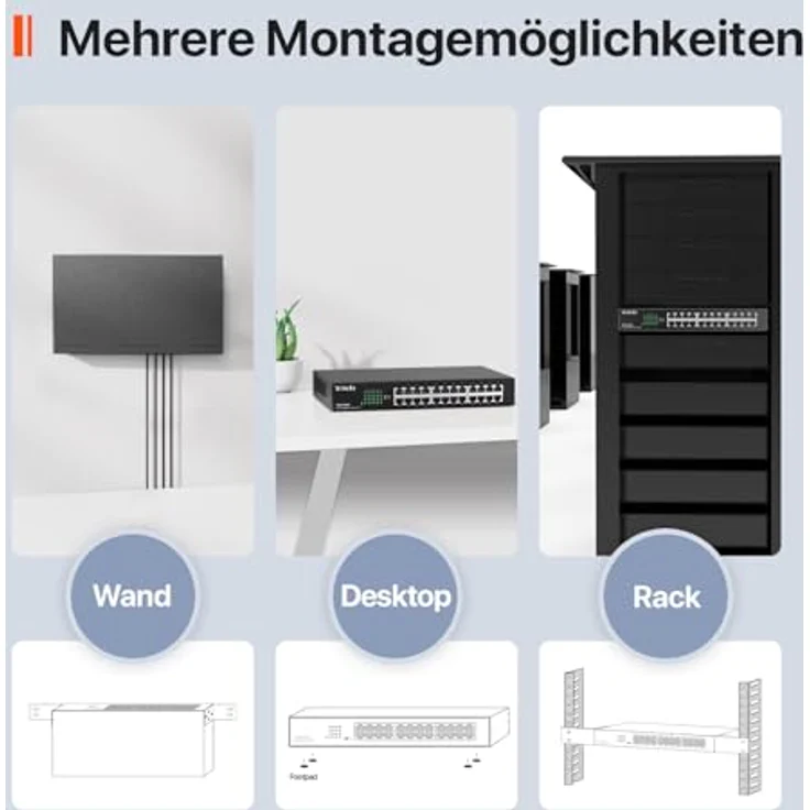 Tenda TEG1024D Gigabit Switch (24-Port RJ-45, L2, 48Gbps) – Bild 5