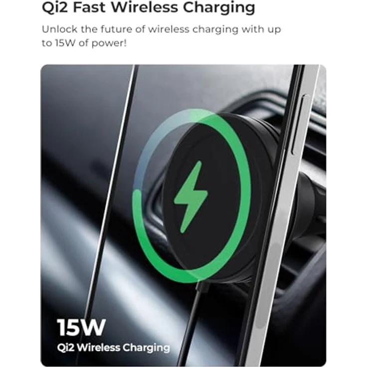 iOttie Velox Mini Qi2, Smartphone Halterung mit starkem Magnet und 15W kabellosem Laden, schwarz – Bild 2