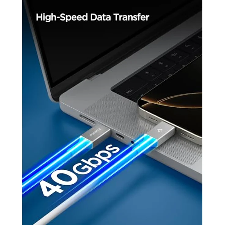 Spigen Essential USB C Kabel 240W PD Schnellladekabel [1,2m] USB-C auf USB-C 40Gbps mit E-Marker Chip für iPhone 17/16/15 Pro Max, Google Pixel 10, MacBook Pro/Air, Weiß – Bild 4