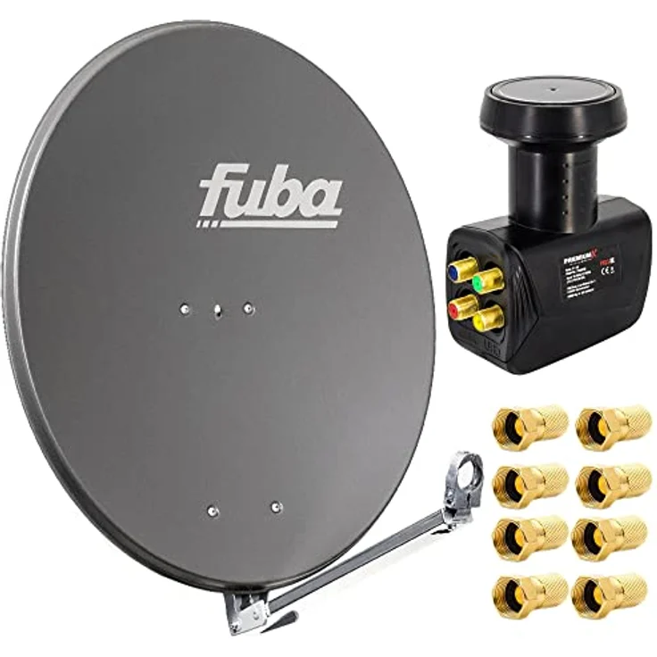 Fuba DAL 800 A Satellitenantenne, Alu Anthrazit, LNB Quad für bis zu 4 Set Top Boxen, robuste Konstruktion – Bild 1