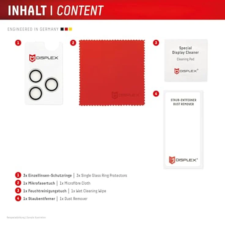 DISPLEX Premium Camera Lens Glass für iPhone 17 Pro/17 Pro Max, 10H Echtglas Schutzringe, transparent, Quick Mount, anti-fingerprint, passgenau – Bild 4