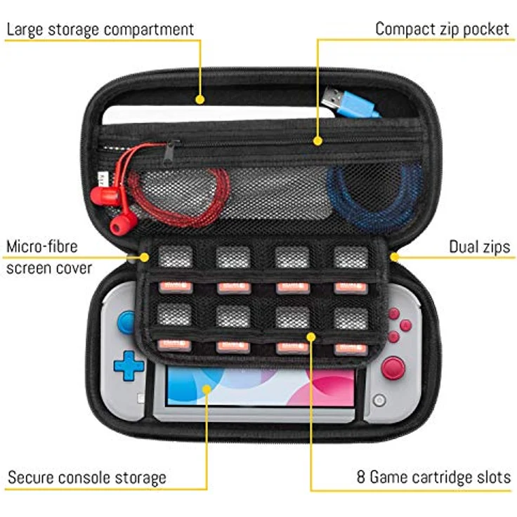 Orzly Tragetasche für Nintendo Switch Lite (2019), Hartschalen Schutzhülle mit Innentasche für Zubehör, rosa – Bild 3
