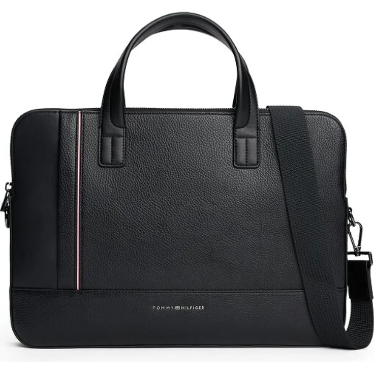 Tommy Hilfiger TH Central Aktentasche, 40 cm mit Laptopfach, schwarz, 100% Polyurethan