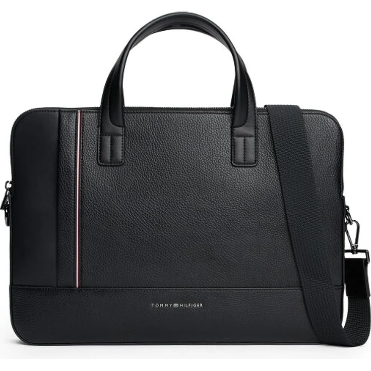 Tommy Hilfiger TH Central Aktentasche, 40 cm mit Laptopfach, schwarz, 100% Polyurethan