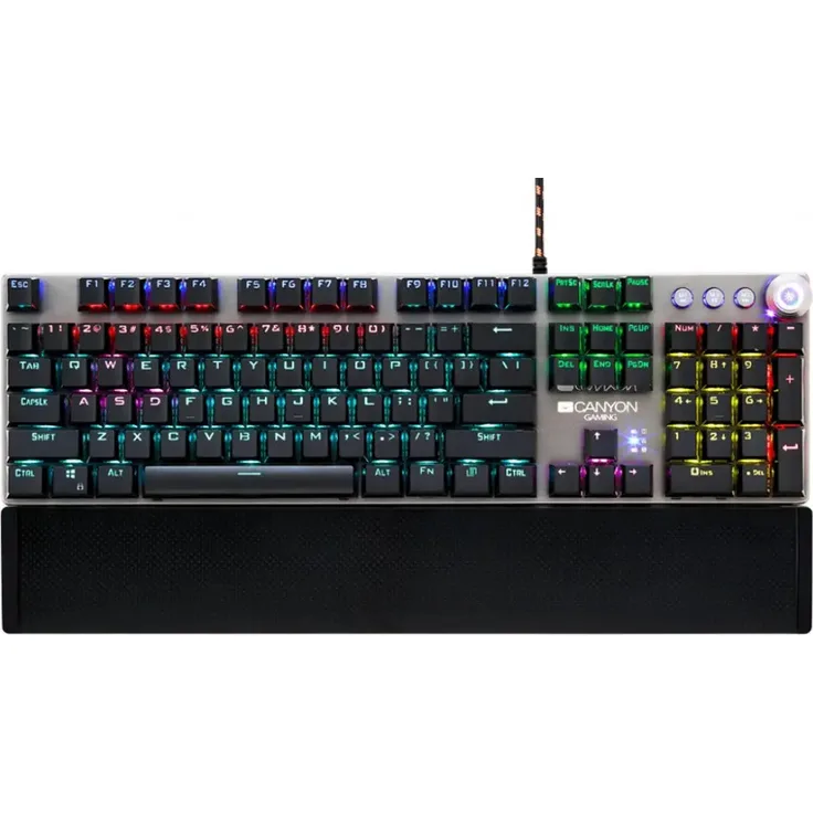 Canyon Nightfall GK-7 CND-SKB7-US, Mechanische Gaming-Tastatur mit NKRO-Anti-Ghosting, individueller Beleuchtung und abnehmbarer Handballenauflage