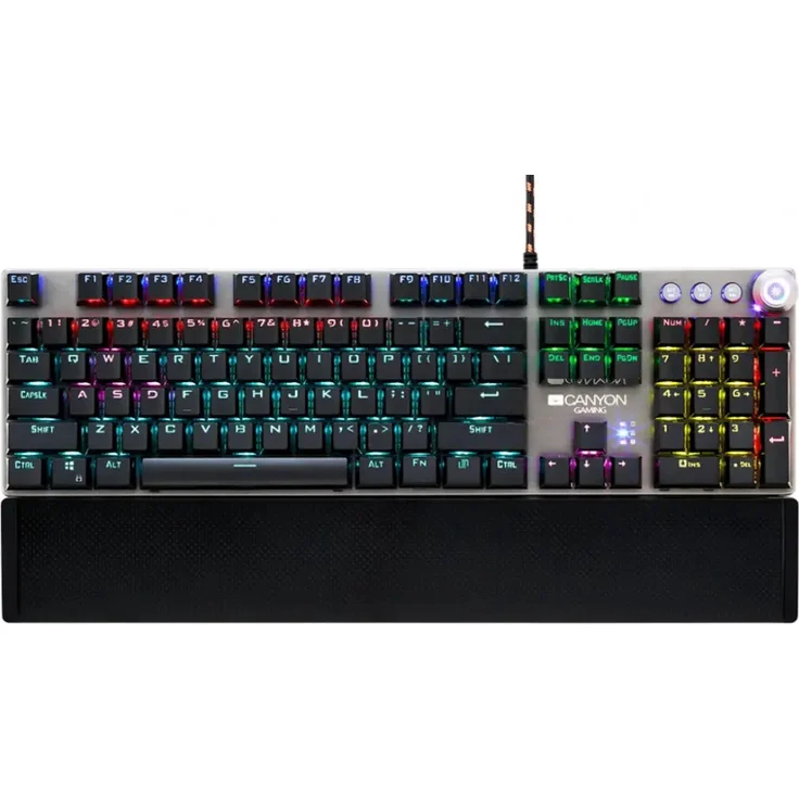 Canyon Nightfall GK-7 CND-SKB7-US, Mechanische Gaming-Tastatur mit NKRO-Anti-Ghosting, individueller Beleuchtung und abnehmbarer Handballenauflage