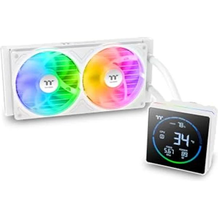 Thermaltake TH240-S V3 ARGB Sync Snow, AiO-Wasserkühlung mit 2x 120mm Lüftern, bis 2500 rpm, 37.8 dB – Bild 1