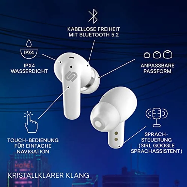 Urbanista Seoul In-Ear-Kopfhörer, True Wireless, IPX4, weiß – Bild 5