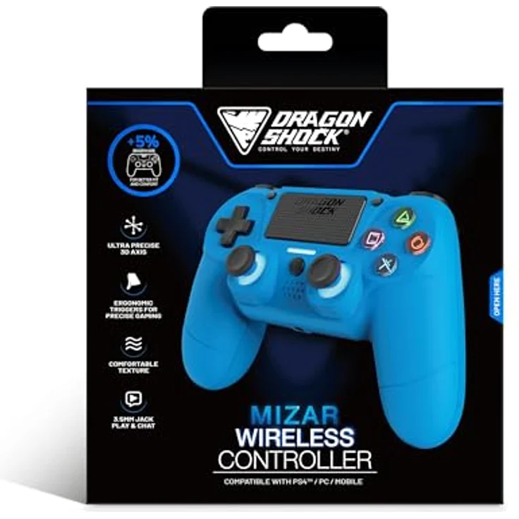 Dragonshock Mizar Gamepad für PlayStation 4, kabellos mit D-Pad und Bluetooth, schwarz – Bild 7