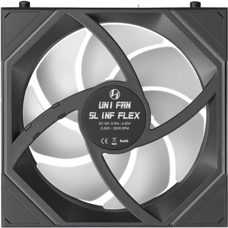 Lian Li UNI FAN SL-INF FLEX Wireless Lüfter, ARGB, 120mm, schwarz, 113,8 m³/h Airflow, Daisy-Chain-System, L-Connect 3 – Bild 5