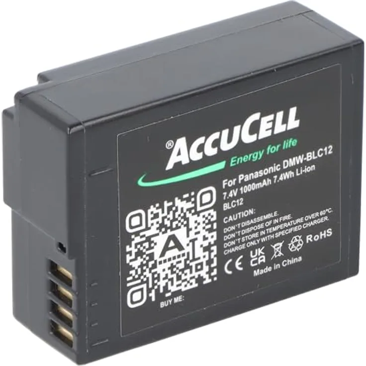 AccuCell Akku DMW-BLC12 E für Panasonic DMC-GH2, Li-ion 800-1200mAh, schwarz