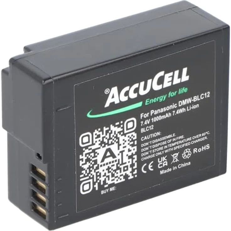 AccuCell Akku DMW-BLC12 E für Panasonic DMC-GH2, Li-ion 800-1200mAh, schwarz – Bild 1