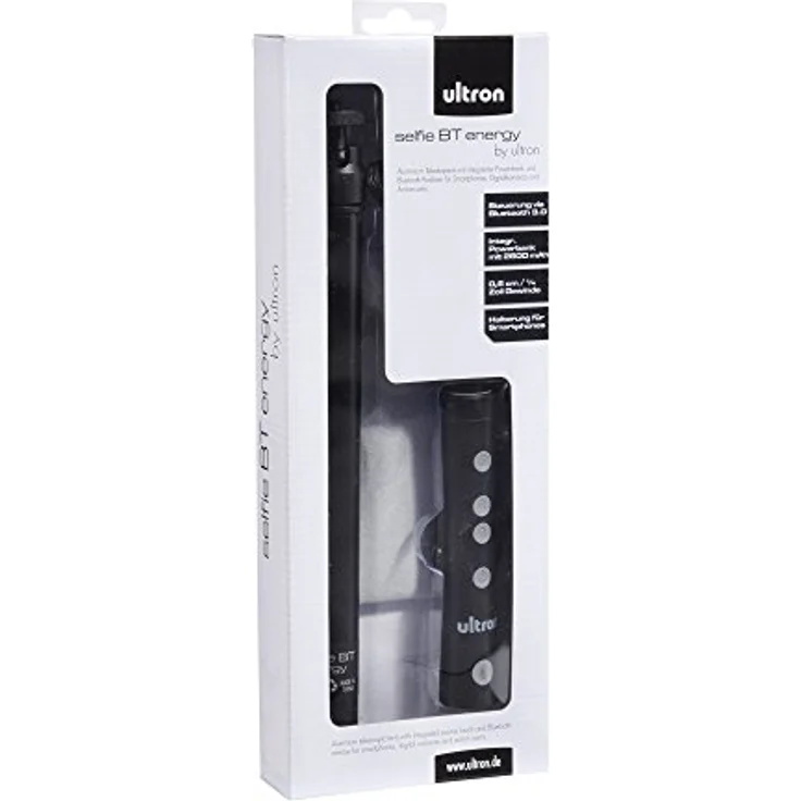 ultron selfie BT energy, 2600 mAh, Selfie-Stick mit integrierter Powerbank, Für Smartphones wie Samsung Galaxy , iPhone und weitere – Bild 3