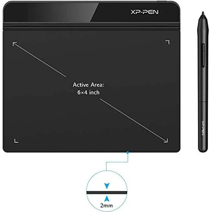 XP-Pen Star G640 Grafiktablett 6x4 Zoll Zeichentablett OSU! Pad mit batterielosem Stift 20 Ersatzminen, USB, 8192 Levels Druckempfindlichkeit, 60 ° Neigungswinkel, Schwarz – Bild 2