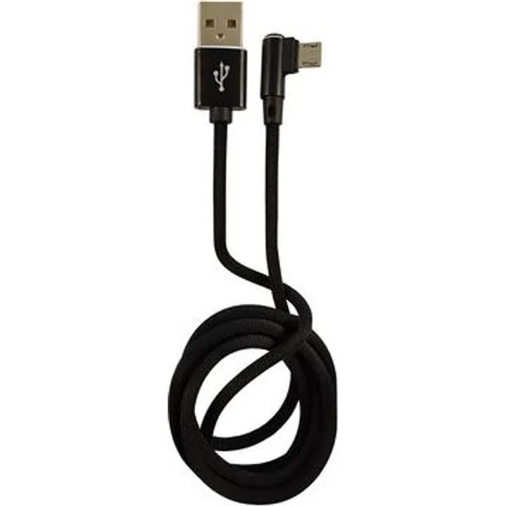 LC-Power LC-C-USB-MICRO-1M-2, USB A zu Micro-USB Kabel, schwarz, gewinkelt, 1m, USB 2.0, Schnellade- und Datenkabel bis 2A