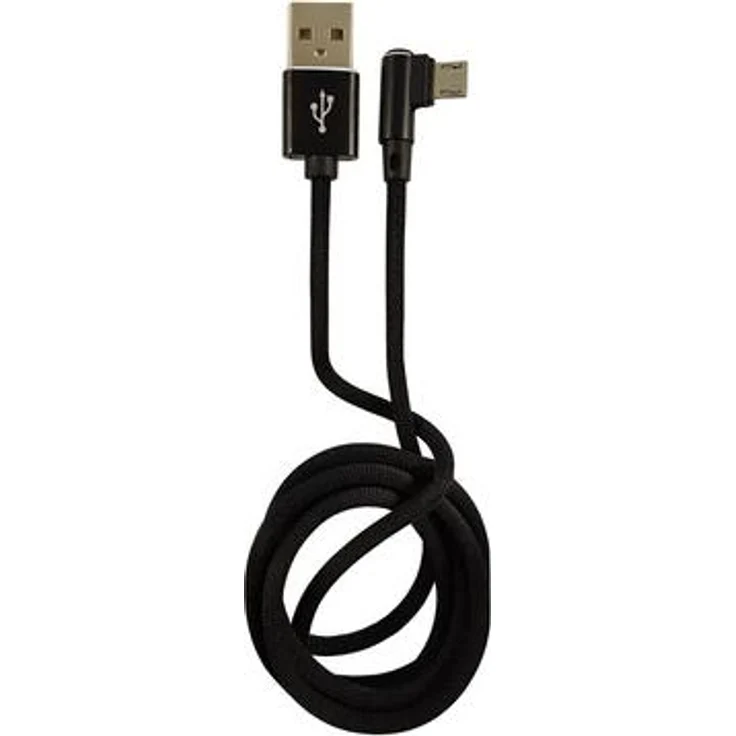 LC-Power LC-C-USB-MICRO-1M-2, USB A zu Micro-USB Kabel, schwarz, gewinkelt, 1m, USB 2.0, Schnellade- und Datenkabel bis 2A