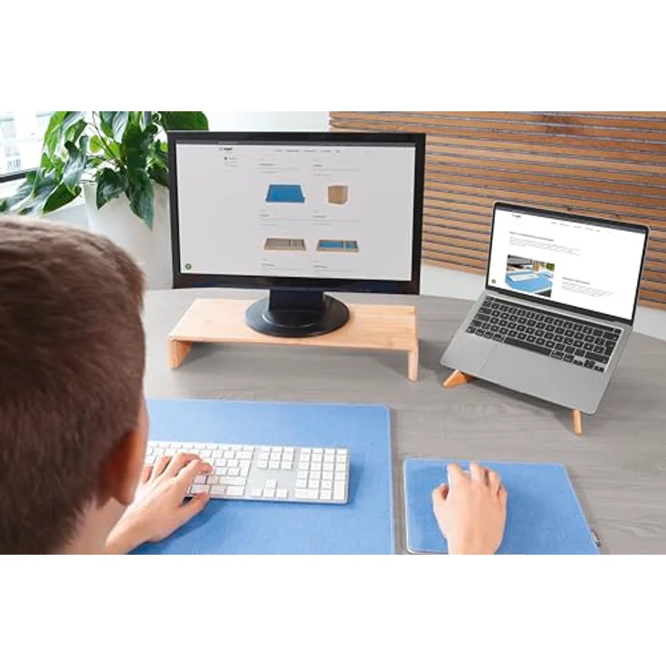 Sigel SA208 Monitorständer aus Bambus, Monitorerhöhung 50 x 8 x 19,5 cm mit Kabelmanagement und rutschhemmenden Silikonpads – Bild 5