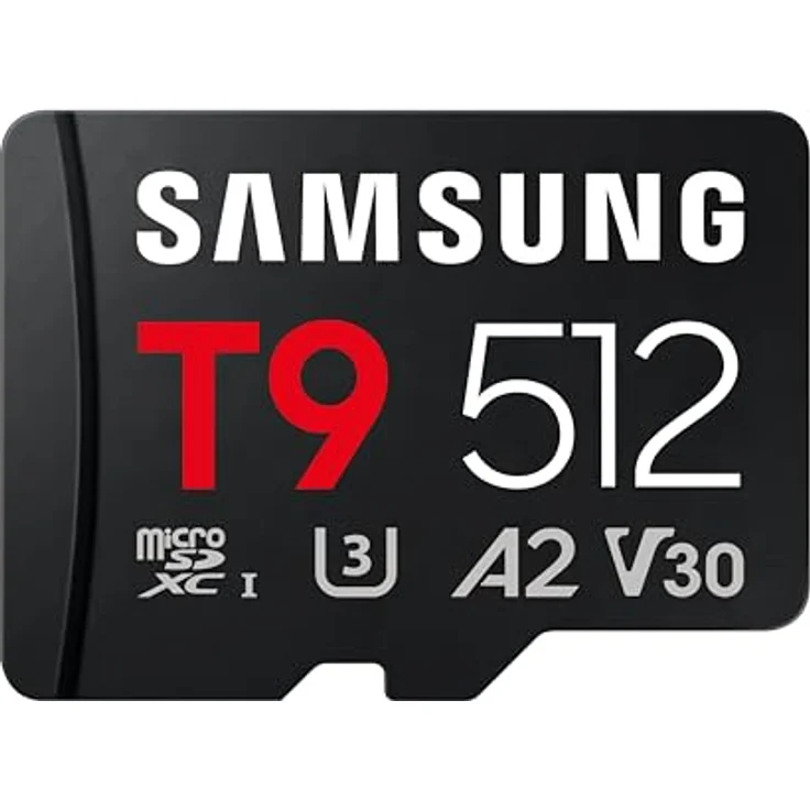 Samsung T9 microSD-Karte MB-MH512T/WW, 512 GB, UHS-I U3, 200 MB/s Lesen, 130 MB/s Schreiben, wasserfest, schwarz – Bild 1