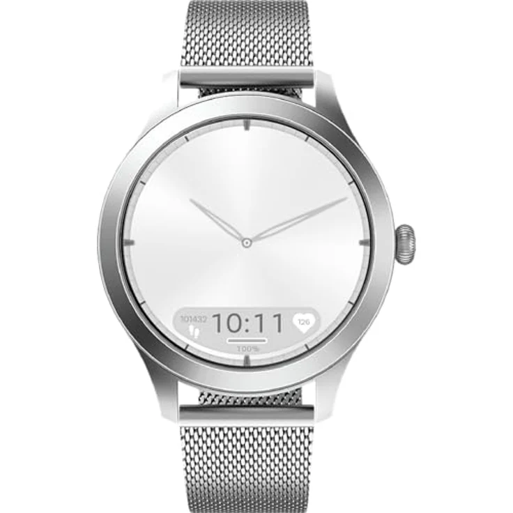 MAXCOM Smartwatch FW44 2 IP68 mit Milanaise Armband, Silber, AMOLED Touchscreen, Atemübungen, Stressmessung – Bild 1